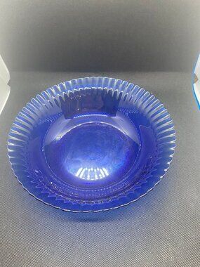 Cobalt Blue Serving Bowl from Colorex. Made in Brazil. Scalloped complete around